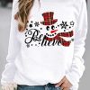 Clothing Azzlee Sweatshirt & Hoodies | Casual Graphic Tops Long Sleeve Round Neck Snowman Printed Sweatshirts For Christmas White