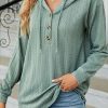 Clothing Azzlee Sweatshirt & Hoodies | Solid Color Hoodie Long Sleeve Button Hoodie Sweatshirt Green