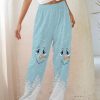 Clothing Azzlee Pants | Casual Snowman Face Printed With Pockets Pants Blue