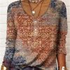 Clothing Azzlee Sweatshirt & Hoodies | Casual Round Neck Printed Long Sleeve Blouse Multicolor