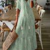 Clothing Azzlee Maxi Dresses | Casual V-Neck Abstract Printed Maxi Dress Green