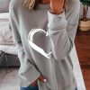 Clothing Azzlee Sweatshirt & Hoodies | Casual Graphic Tops Round Neck Heart Printed Long Sleeve Sweatshirts Gray