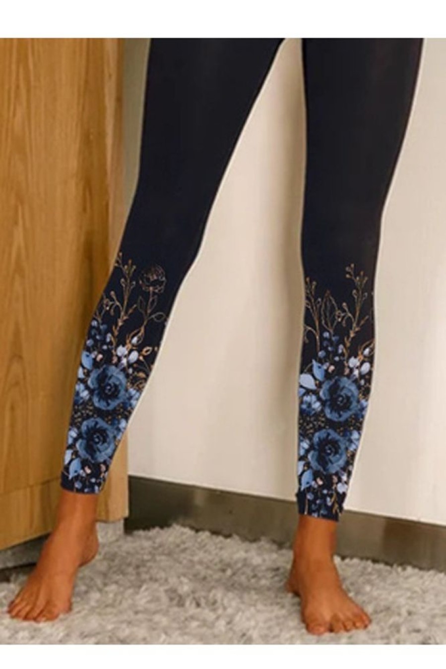 Clothing Azzlee Leggings | Floral Printed Skinny Leggings Black