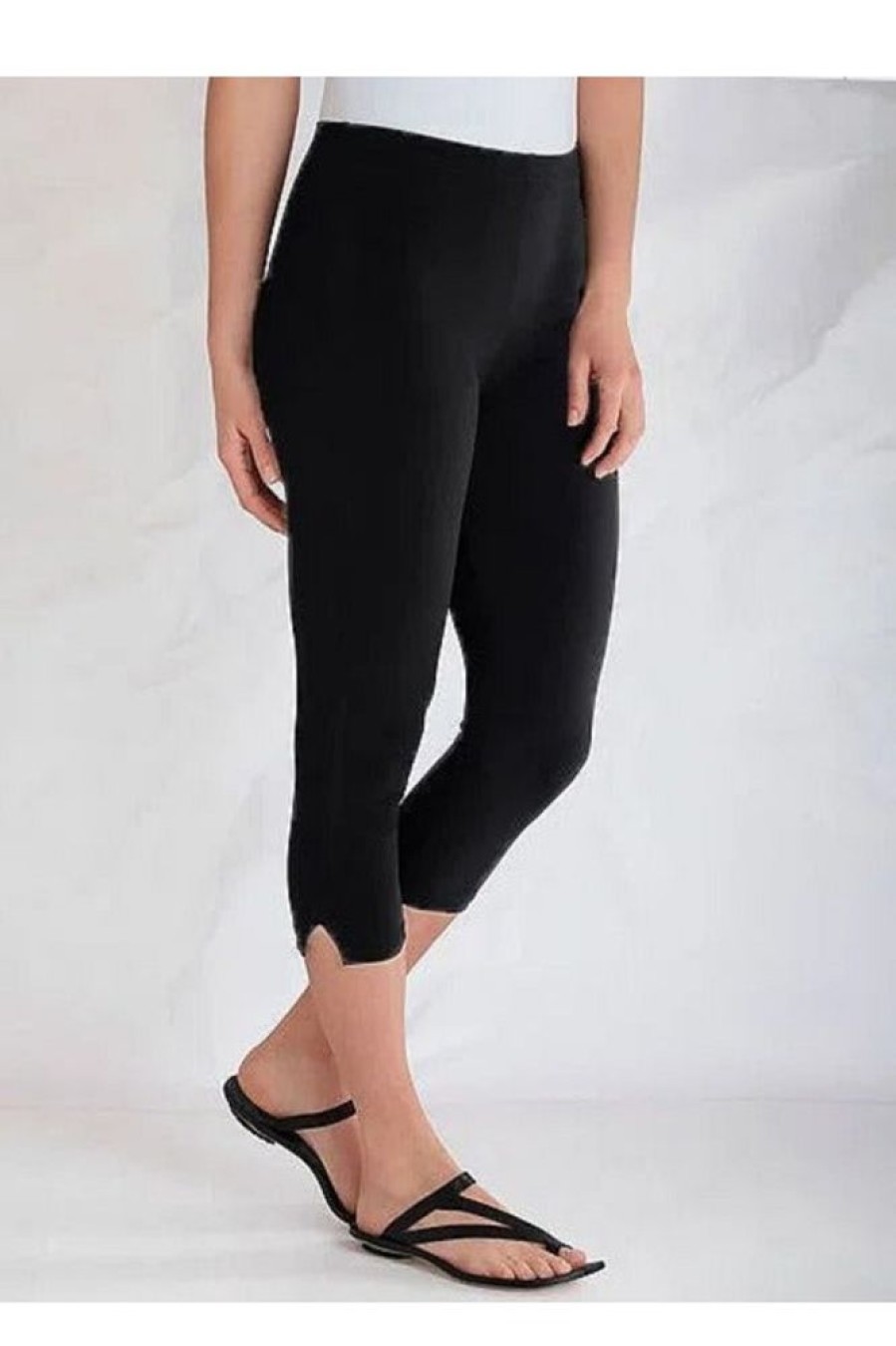 Clothing Azzlee Leggings | Casual Solid Capris Leggings Black