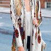 Clothing Azzlee Sweater & Cardigans | Casual Long Sleeve Feather Printed Cardigan Light Gray