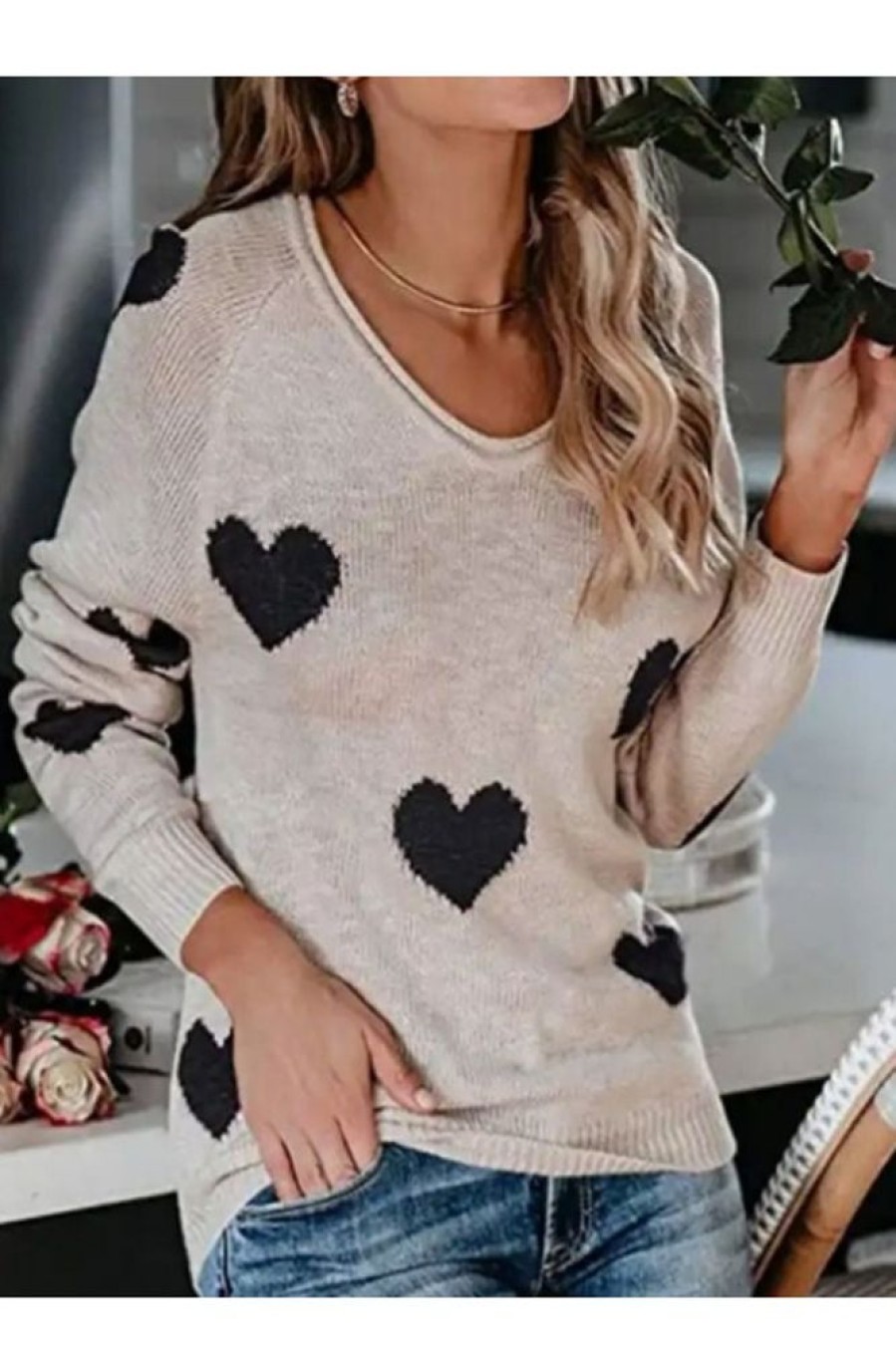 Clothing Azzlee Sweater & Cardigans | Trendy Print Long Sleeve Sweater Multicolor