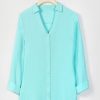 Clothing Azzlee Blouse & Shirts | Solid Casual Stand Collar Long Sleeve Shirt