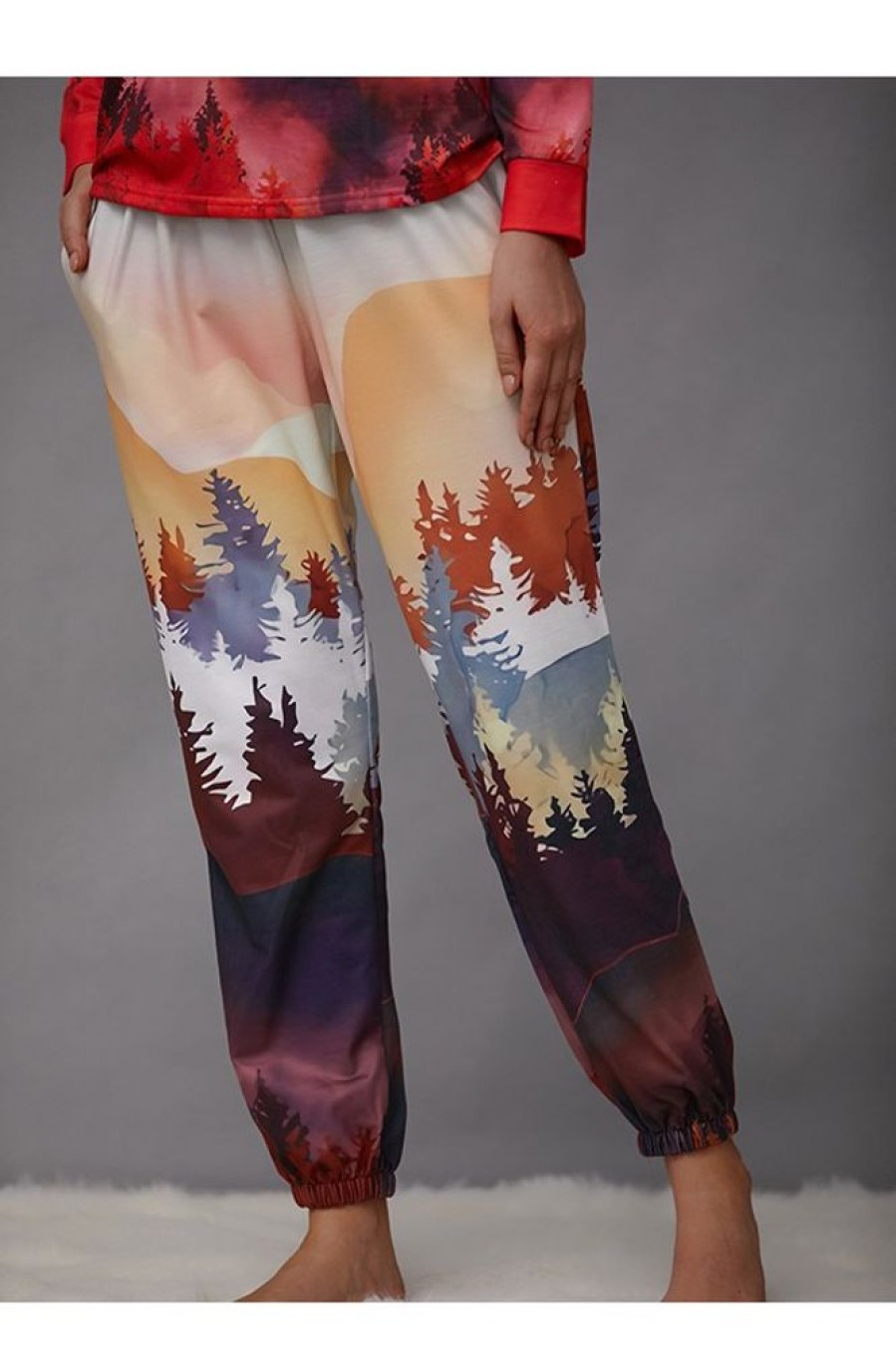 Clothing Azzlee Pants | Landscape Print With Pockets Casual Pants Multi