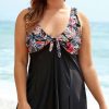 Clothing Azzlee Plus Size | Tie Front V-Neck Swimdress Black