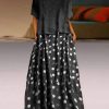 Clothing Azzlee Maxi Dresses | Round Neck Short Sleeve Polka Dot Printed Two Piece Maxi Dress Black