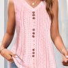 Clothing Azzlee Tanks | Casual V Neck Solid Sleeveless Tank Pink