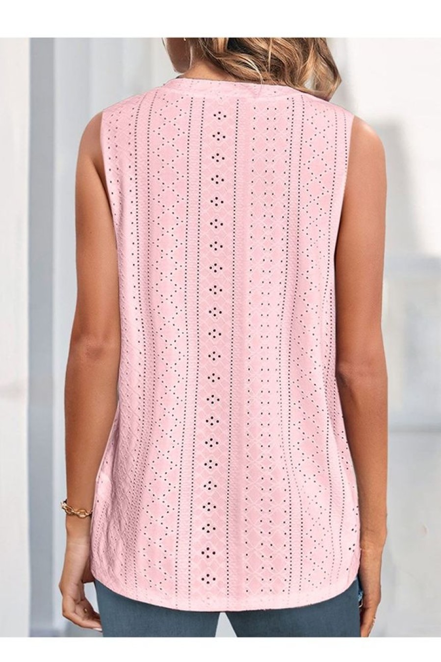 Clothing Azzlee Tanks | Casual V Neck Solid Sleeveless Tank Pink