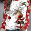 Clothing Azzlee Sweatshirt & Hoodies | Casual Round Neck Snowflake Printed Long Sleeve Sweatshirts Multicolor