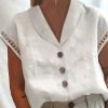 Clothing Azzlee Blouse & Shirts | Casual V Neck Solid Short Sleeve Blouse White