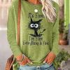 Clothing Azzlee Sweatshirt & Hoodies | Casual Graphic Tops Round Neck Long Sleeve Character Printed Sweatshirts Green