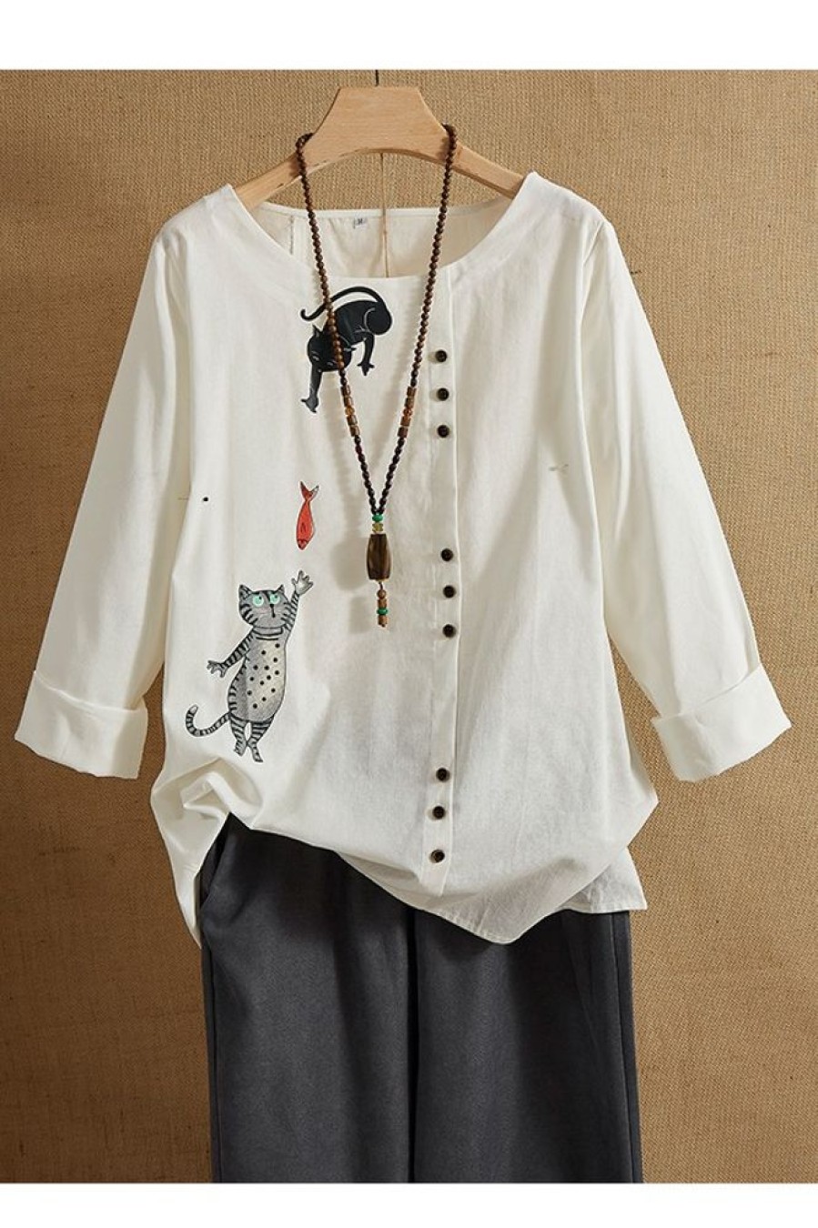 Clothing Azzlee Sweatshirt & Hoodies | O-Neck Animal Print Casual Long Sleeve Blouse White