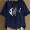 Clothing Azzlee T-Shirts | O-Neck Fish Print Casual Short Sleeve T-Shirt