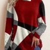 Clothing Azzlee Sweater & Cardigans | Casual Long Sleeve Pullover Sweater Red