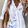 Clothing Azzlee Sweatshirt & Hoodies | Casual Graphic Tops Dragonfly Printed Long Sleeve Blouse White