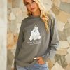 Clothing Azzlee Sweatshirt & Hoodies | Christmas Tree Print Casual Round Neck Long Sleeve Sweatshirt Gray