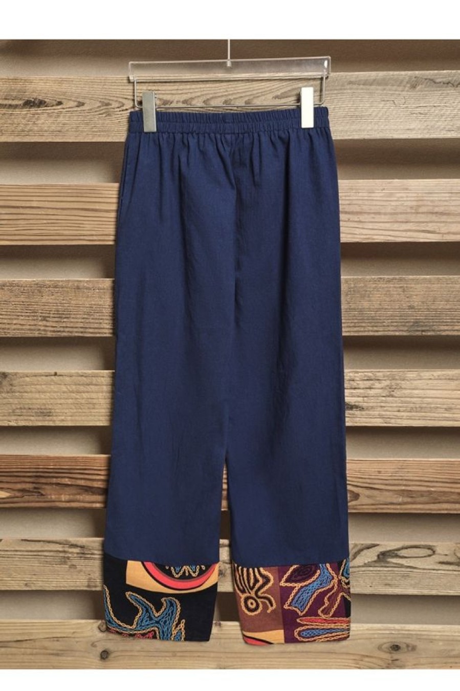 Clothing Azzlee Pants | Geometric Casual Pants With Pockets Navy