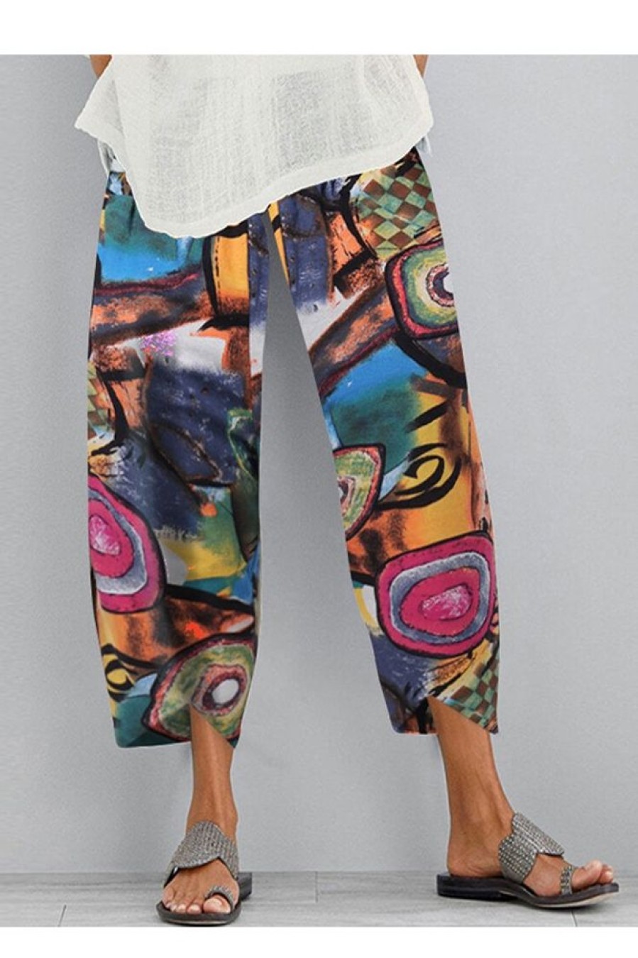 Clothing Azzlee Pants | Casual Abstract Printed Pants Multi