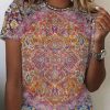 Clothing Azzlee Blouse & Shirts | Casual Round Neck Floral Printed Short Sleeve Blouse Multicolor