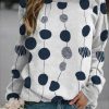 Clothing Azzlee Sweatshirt & Hoodies | Casual Graphic Tops Round Neck Polka Dots Printed Long Sleeve Sweatshirts Blue