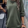 Clothing Azzlee Sweatshirt & Hoodies | Casual Plain Loose Daily Hoodie Army Green