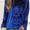 Clothing Azzlee Sweatshirt & Hoodies | Casual Round Neck Printed Long Sleeve Sweatshirts Deep Blue