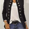 Clothing Azzlee Jackets | Casual Stand Collar Long Sleeve Jackets Black