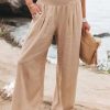 Clothing Azzlee Pants | Solid Casual Wide Leg Loose Pants Khaki