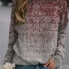 Clothing Azzlee Sweatshirt & Hoodies | Casual Graphic Tops Round Neck Long Sleeve Floral Printed Sweatshirts Red