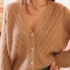 Clothing Azzlee Sweater & Cardigans | Elegant Long Sleeve Plain Sweater Brown