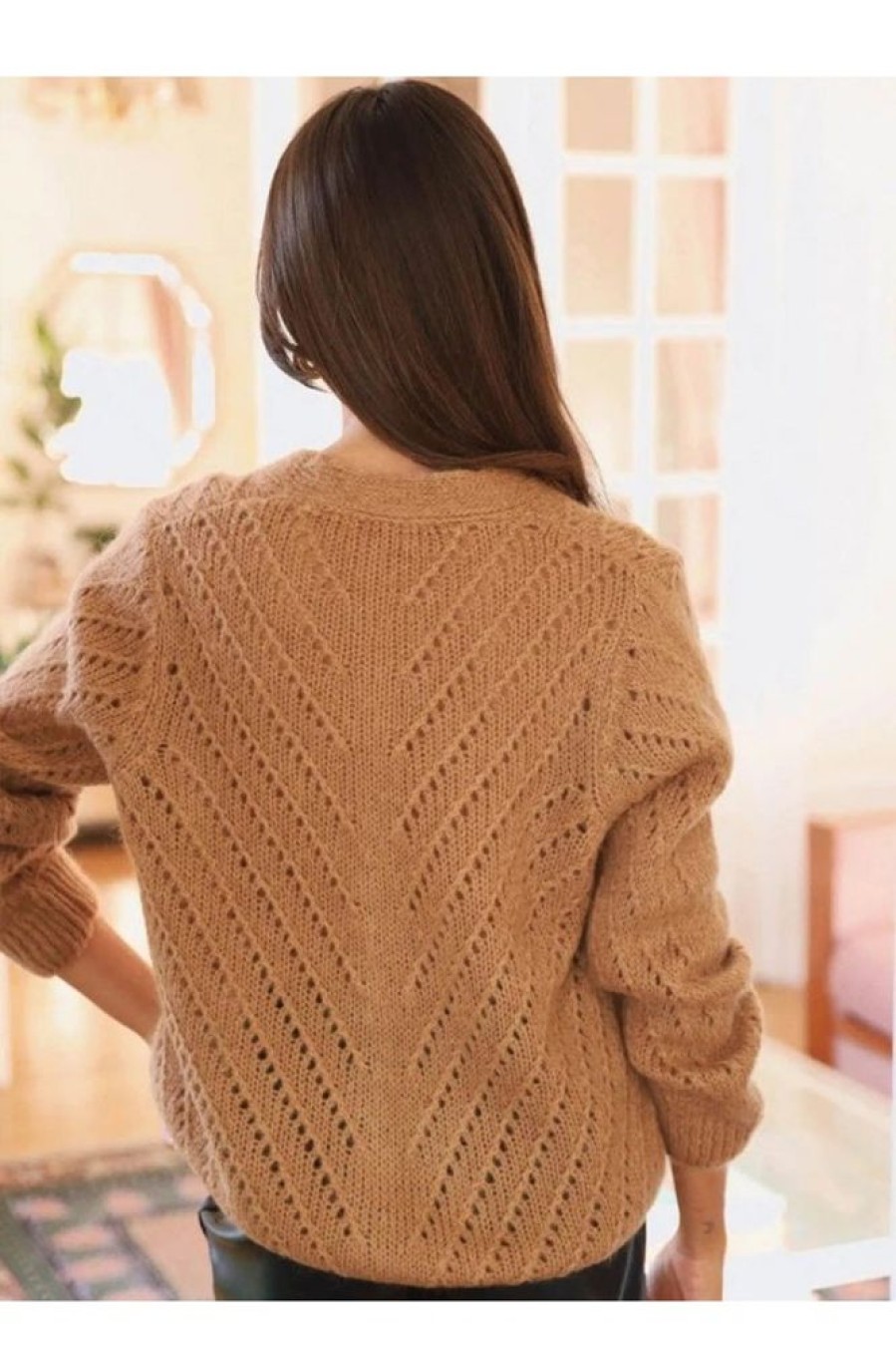 Clothing Azzlee Sweater & Cardigans | Elegant Long Sleeve Plain Sweater Brown