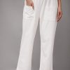 Clothing Azzlee Pants | Cotton Solid Color With Pockets Casual Pants White