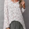 Clothing Azzlee Sweatshirt & Hoodies | Round Neck Floral Casual Long Sleeve Blouse