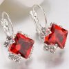 Clothing Azzlee | Fashion Rhinestone Gem Alloy Earrings Red