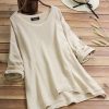 Clothing Azzlee Sweatshirt & Hoodies | Solid Casual Round Neck Long Sleeve Blouse