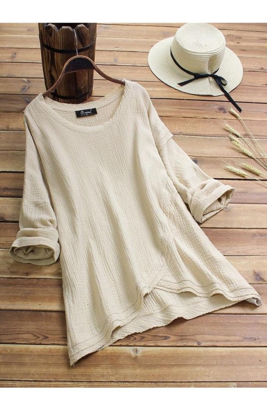 Clothing Azzlee Sweatshirt & Hoodies | Solid Casual Round Neck Long Sleeve Blouse