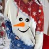 Clothing Azzlee Sweatshirt & Hoodies | Casual Graphic Tops Long Sleeve Snowman Smiley Printed Hoodies Orange