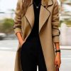 Clothing Azzlee Coats | Lapel Collar Loose Casual Coat Khaki