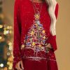 Clothing Azzlee Sweatshirt & Hoodies | Casual Graphic Tops Round Neck Long Sleeve Christmas Tree Printed Xmas Sweatshirts Red