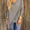 Clothing Azzlee Sweater & Cardigans | Casual Round Neck Solid Long Sleeve Sweaters Gray