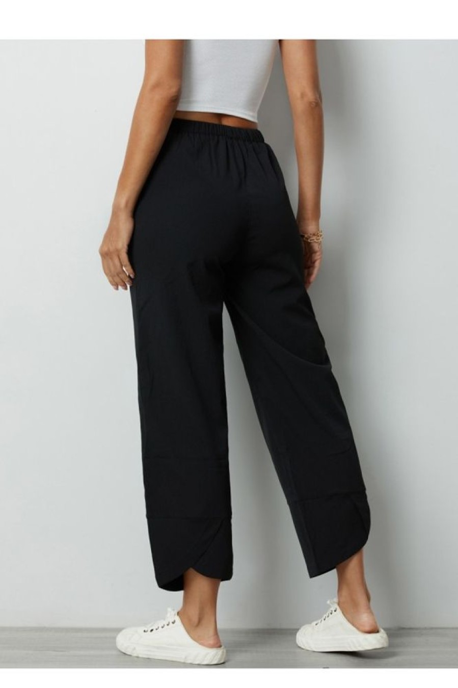 Clothing Azzlee Pants | Solid Buttons With Pockets Casual Pants Charcoal