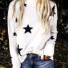 Clothing Azzlee Sweater & Cardigans | Casual Graphic Tops High Neck Long Sleeve Stars Printed Sweaters White