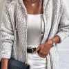 Clothing Azzlee Sweater & Cardigans | Casual Long Sleeve Knitted Hoodie Cardigan Khaki