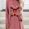 Clothing Azzlee Sweatshirt & Hoodies | Casual Graphic Tops Round Neck Long Sleeve Christmas Crab Printed Sweatshirt