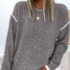 Clothing Azzlee Sweater & Cardigans | Long Sleeve Round Neck Sweater Grey