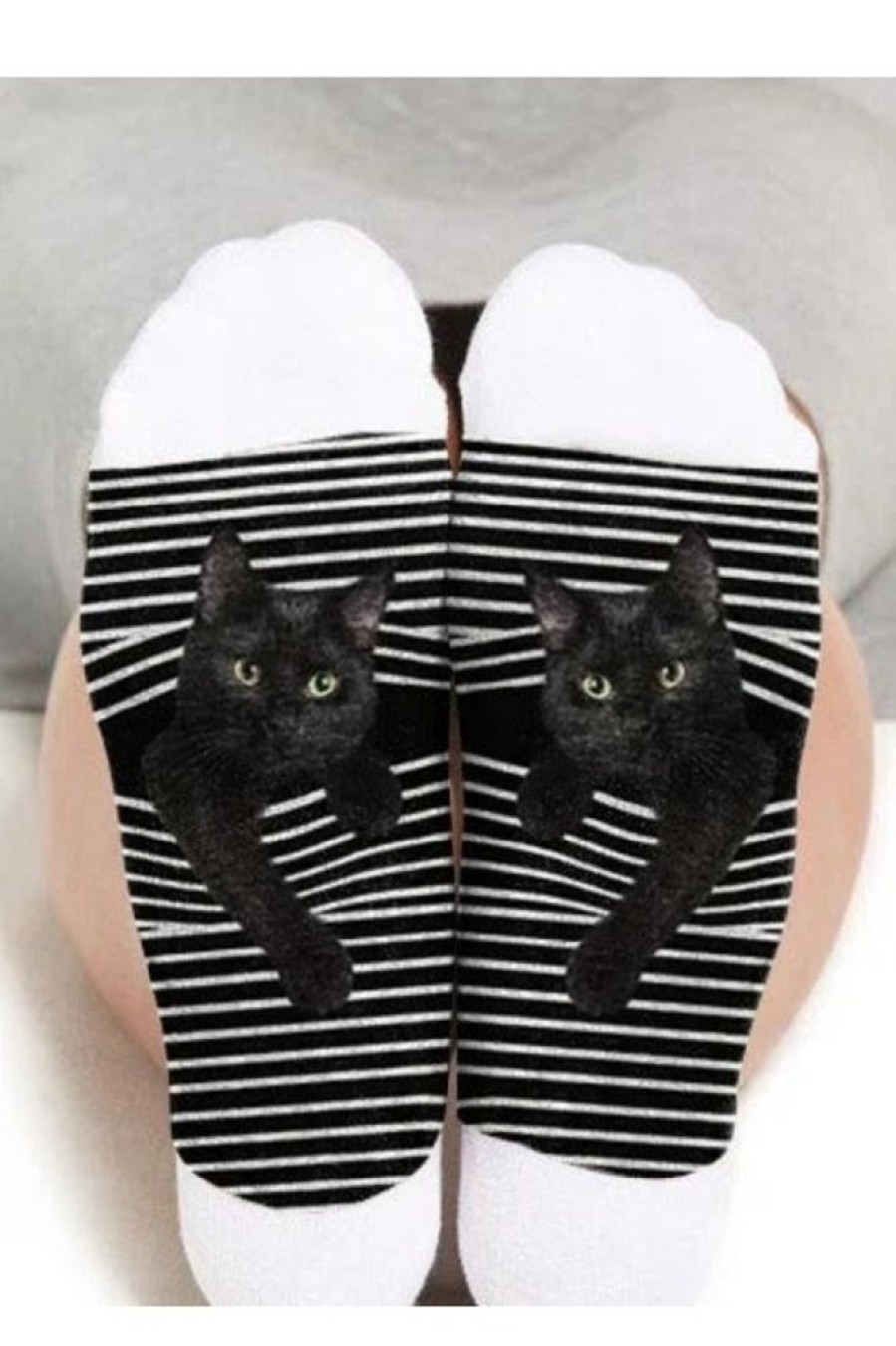 Clothing Azzlee | Casual Cute Cat Printed Socks White